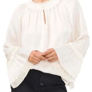 NWT Vince Camuto Ruffle Sleeve Rumple Satin Blouse